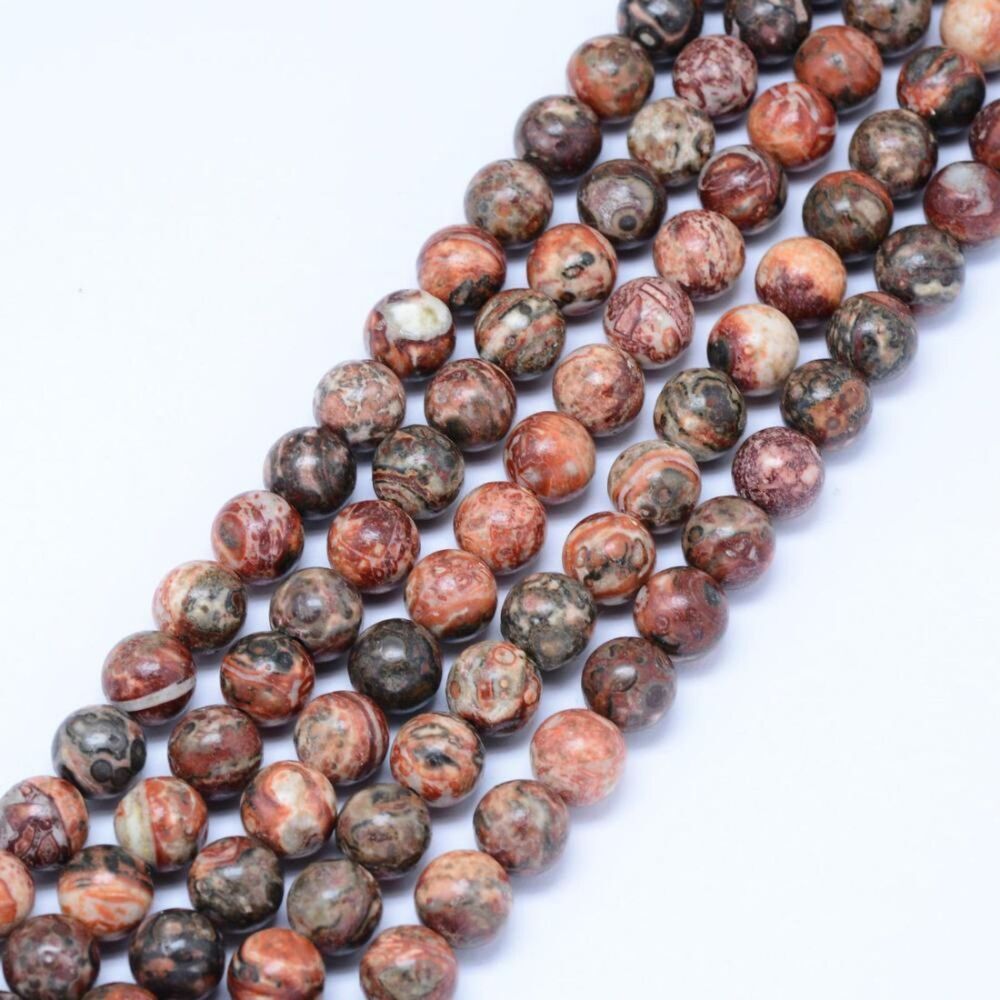 8.5MM Leopard Skin Jasper‎ Beads-ONE Gemstone Bead Strand-Jewelry Making NWT